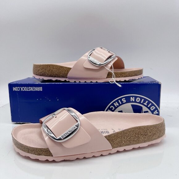 Birkenstock Madrid Big Buckle Sandal High Shine Rose Patent Leather 38 US 7- 7.5 - Picture 2 of 15